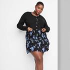 Women's Plus Size Button-front Cropped Rib-knit Cardigan - Wild Fable Black