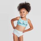 Toddler Girls' Seersucker Bottom Bikini Set - Cat & Jack Turquoise 18m, Toddler Girl's