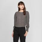 Women's Polka Dot Long Sleeve Puff Shoulder Blouse - Prologue Black