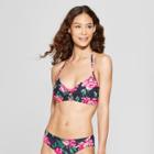 Women's Scallop Grommet Bralette Bikini Top - Xhilaration Navy Floral