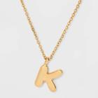 Puffy Initial Charm 'k' Pendant Necklace - Wild Fable Gold