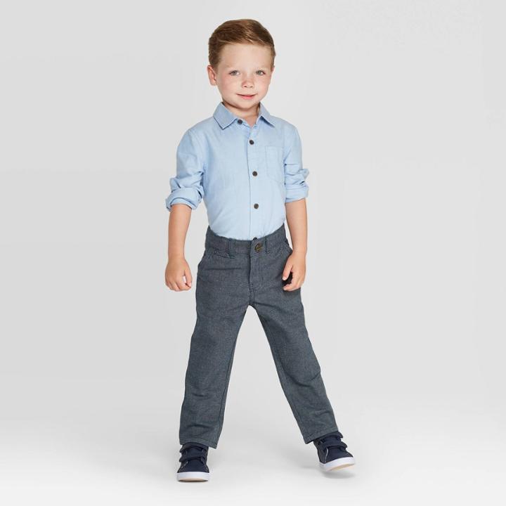 Toddler Boys' Woven Dressy Pants - Cat & Jack Blue 18m, Toddler Boy's