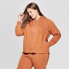 Women's Plus Size Long Sleeve Crewneck Hoodie Sweatshirt - Universal Thread Rust 1x,