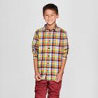 Boys' Long Sleeve Button-down Shirt - Cat & Jack L Husky, Orange