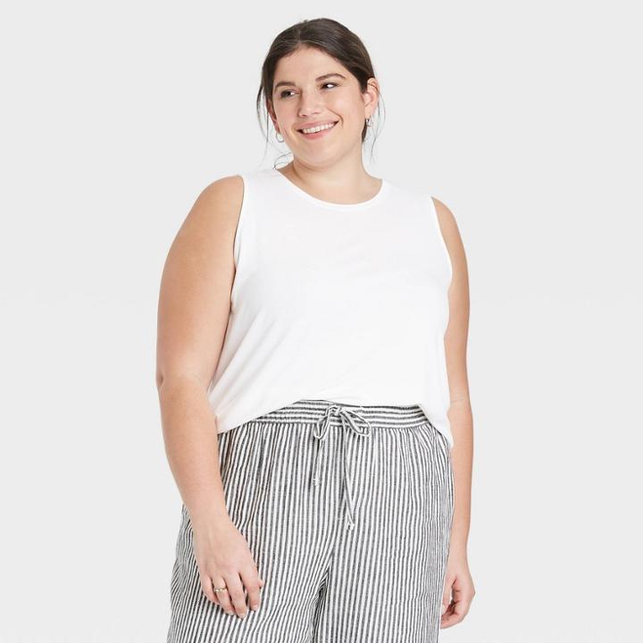 Women's Plus Size Tank Top - A New Day White