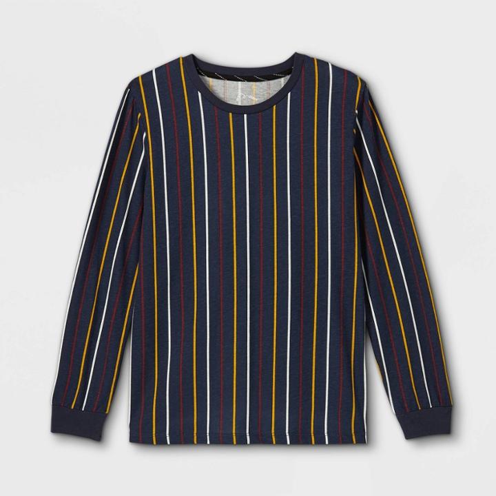 Boys' Vertical Striped Long Sleeve T-shirt - Art Class Navy