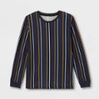 Boys' Vertical Striped Long Sleeve T-shirt - Art Class Navy