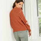 Women's Crewneck Cable Knit Pullover Sweater - Universal Thread Rust