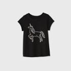 Toddler Girls' Unicorn Graphic With Shine Short Sleeve T-shirt - Cat & Jack Black