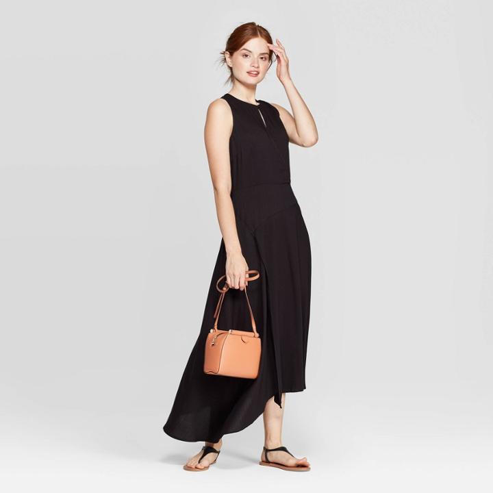 Women's Sleeveless Round Neck A Line Maxi Dress - A New Day Black
