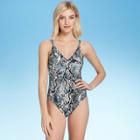 Women's V-neck One Piece Swimsuit - Shade & Shore Blue