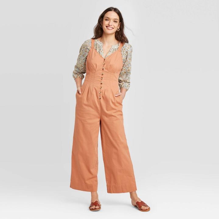 Women's Mid-rise Sleeveless Ankle Length Straight Leg Jumpsuit - Universal Thread Brown