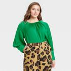Women's Plus Size Balloon Long Sleeve High Cuff Blouse - Who What Wear Green