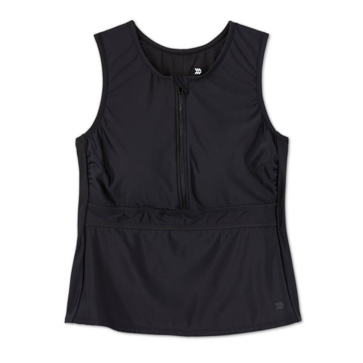 Women's Plus Size Sleeveless Zipper Front Rashguard - All In Motion Black