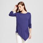 Women's 3/4 Sleeve T-shirt With Asymmetrical Hem - Heather B - Navy