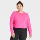 Women's Plus Size Long Sleeve Cropped Top - All In Motion Neon Pink