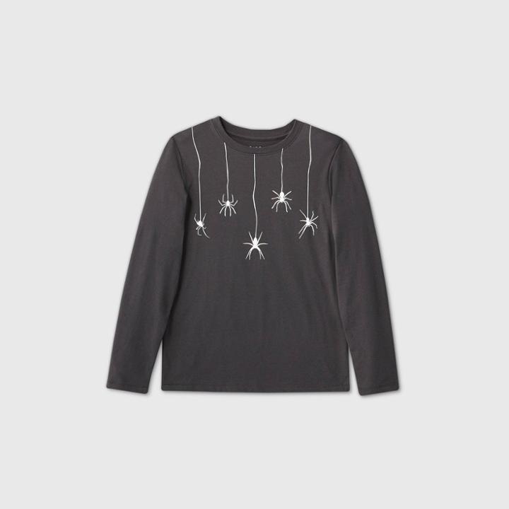Boys' Halloween Long Sleeve 'spider' Graphic T-shirt - Cat & Jack Gray
