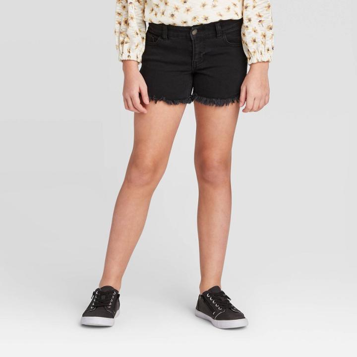 Girls' Cross Hem Jeans Shorts - Art Class Black S, Girl's,