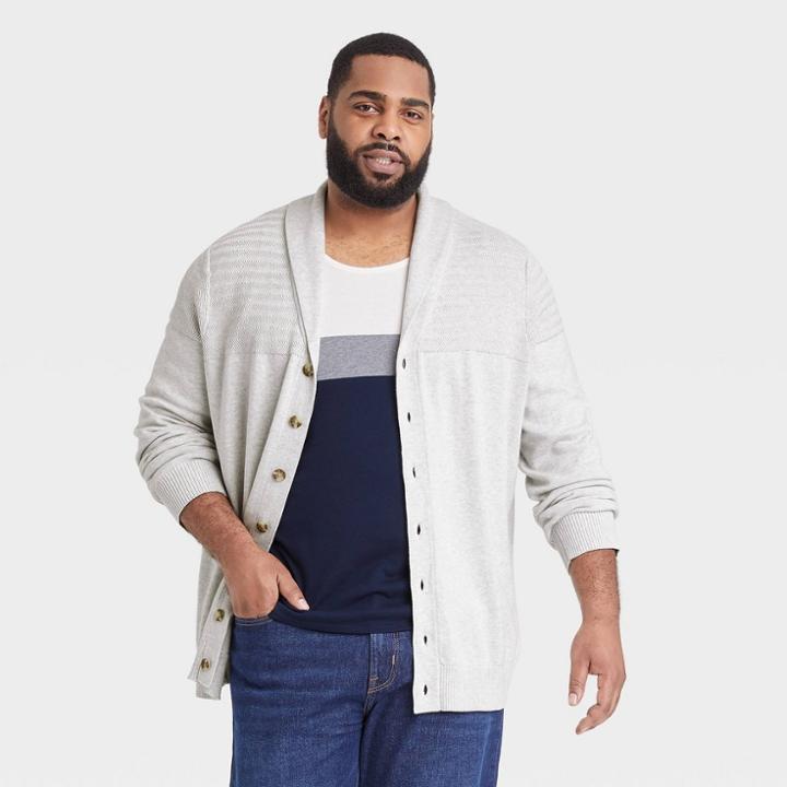 Men's Tall Regular Fit Cardigan - Goodfellow & Co Gray
