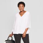Women's Plus Size Gathered Long Sleeve Blouse - Ava & Viv Light Purple