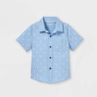 Toddler Boys' Lightning Bolt Print Woven Poplin Short Sleeve Button-down Shirt - Cat & Jack Blue
