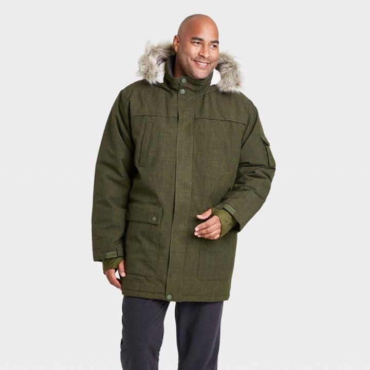 Men's Big & Tall Parka Jacket - All In Motion Olive Green Heather