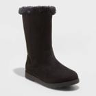 Girls' Nina Zipper Slip-on Shearling Style Winter Boots - Cat & Jack Black