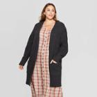 Women's Plus Size Long Sleeve Open Layering Textured Duster Cardigan - Universal Thread Gray
