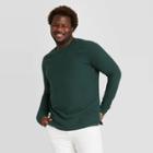 Men's Big & Tall Standard Fit Long Sleeve Textured Crew Neck T-shirt - Goodfellow & Co Green