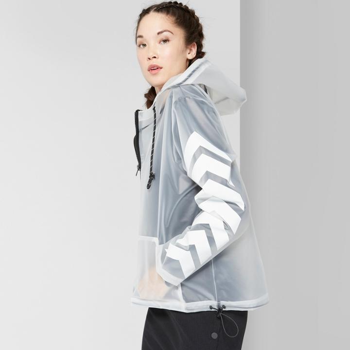 Women's Long Sleeve Full Zip Transparent Windbreaker Jacket - Wild Fable Ivory
