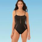 Women's Slimming Control Mesh Inset One Piece Swimsuit - Beach Betty By Miracle Brands Black M, Women's,