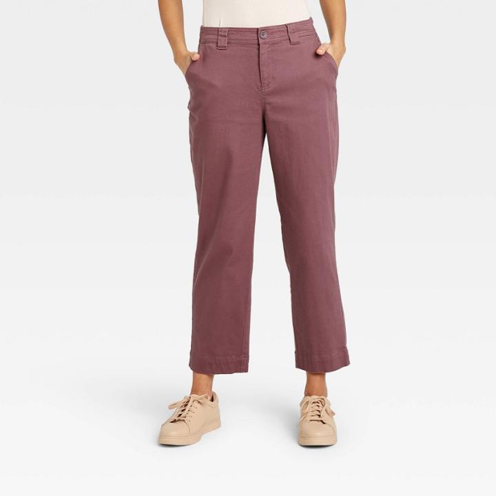 Women's High-rise Straight Leg Ankle Pants - A New Day Dark Purple