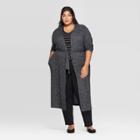 Women's Plus Size Long Sleeve Open Layering Belted Duster Cardigan - A New Day Gray X, Women's