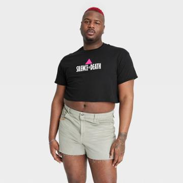 Ph By The Phluid Project Pride Adult Plus Size Silence Is Death Phluid Project Short Sleeve Cropped T-shirt - Black