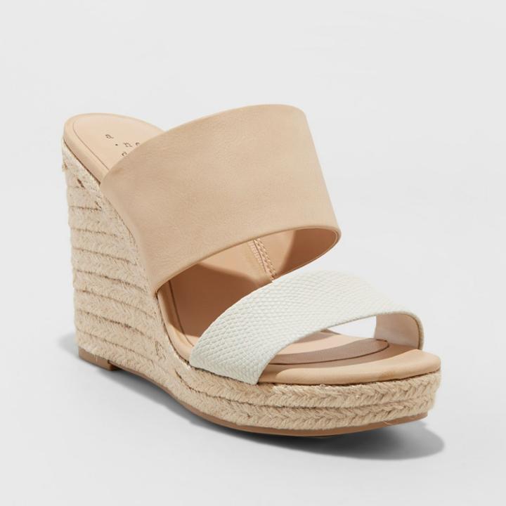 Women's Adelina Two Band Espadrille Slide Sandals - A New Day Blush