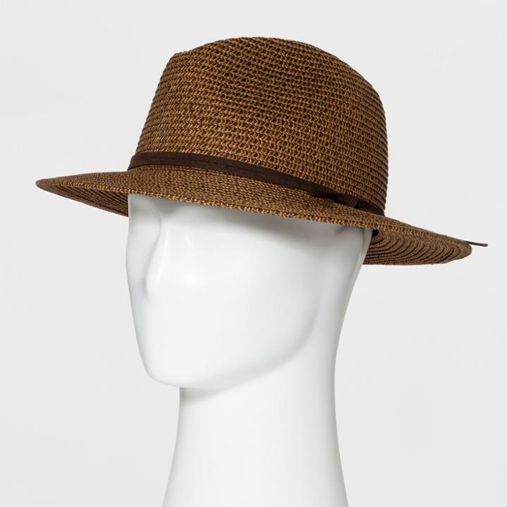 Men's Rolled Straw Wide Brim Fedora - Goodfellow & Co Brown