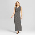 Women's Striped Wrap Knit Maxi Dress - Spenser Jeremy Black/white