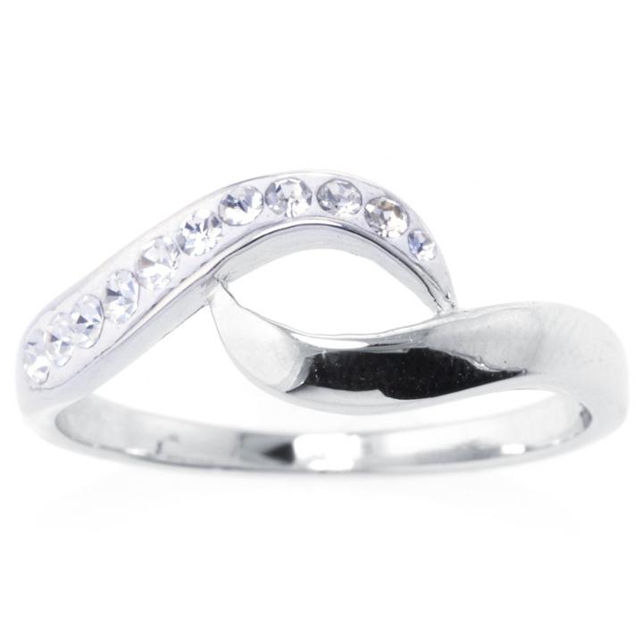 Target Sterling Silver Crystal Bypass Ring - Silver/clear, Size: 8,