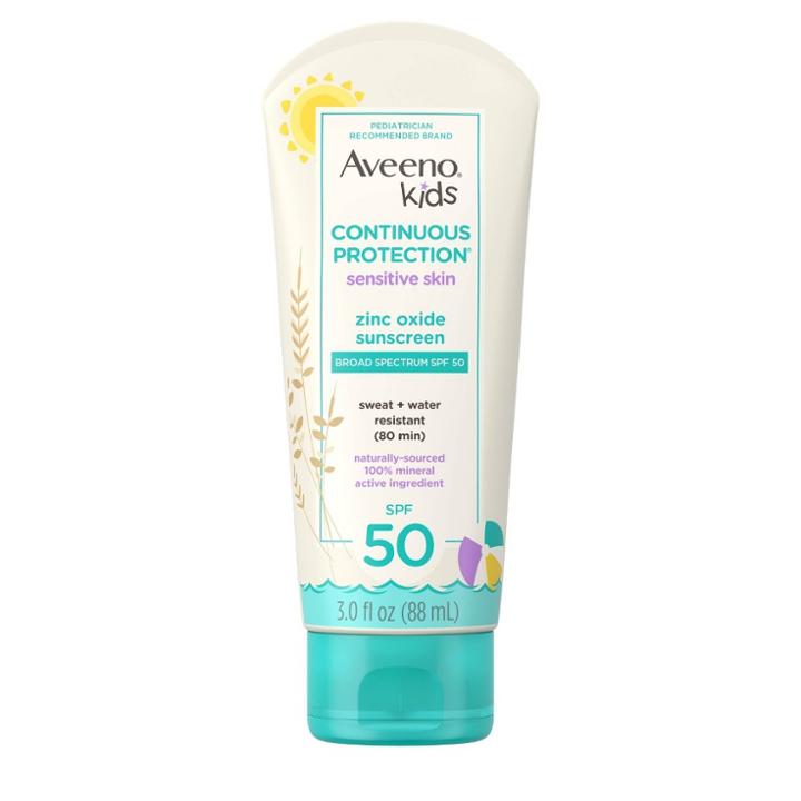 Aveeno Kids Continuous Protection Zinc Oxide Mineral Sunscreen - Spf