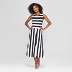 Women's Striped Sleeveless Knit Midi Dress - Who What Wear Black/white Xxl, Black/white