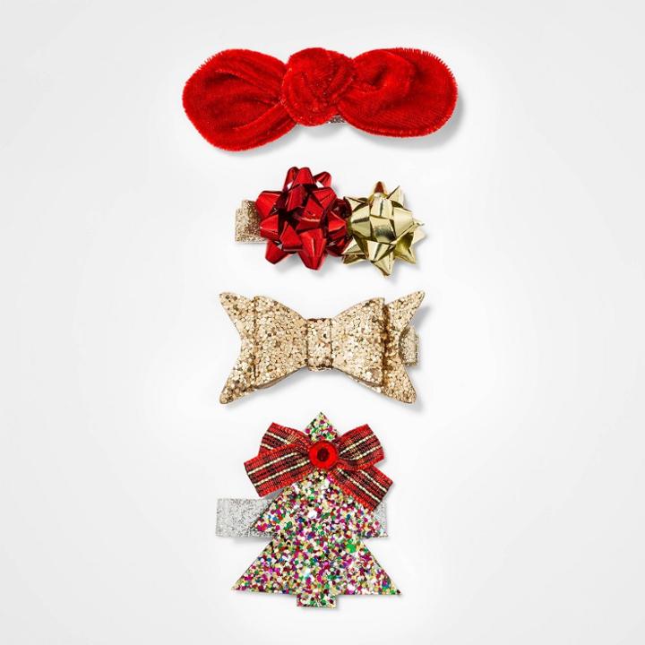 Girls' 4pk Holiday Salon Clips - Cat & Jack , Girl's