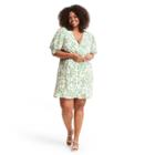 Plus Size Floral Puff Sleeve Swing Dress - Rixo For Target Cream/green
