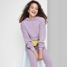 Women's Cropped Waffle Hoodie - Wild Fable Amethyst