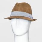 Men's Fedora Straw Hat With Chambray Band - Goodfellow & Co Brown