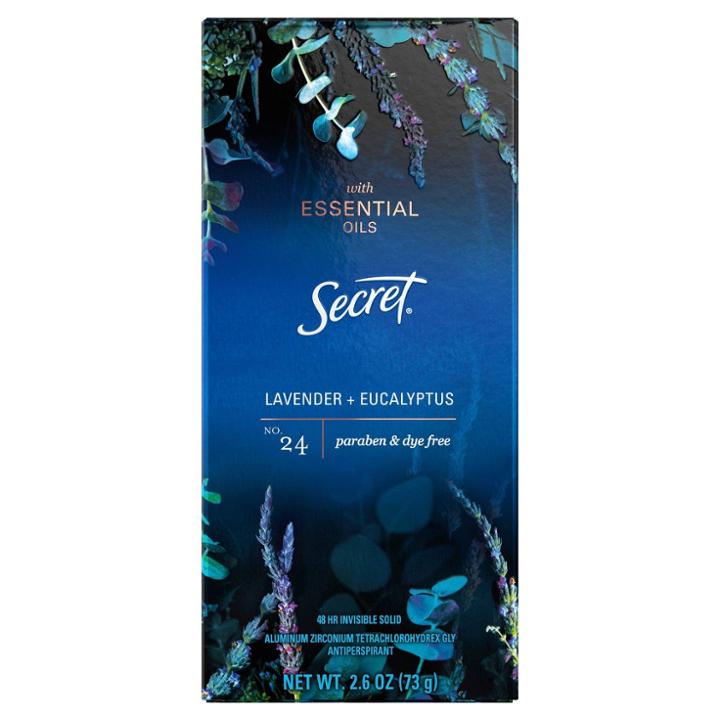 Secret Essential Oils Lavender And Eucalyptus Invisible Solid Antiperspirant And Deodorant