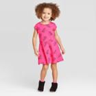 Toddler Girls' Heart Dress - Cat & Jack Peach 12m, Toddler Girl's, Orange