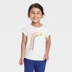 Toddler Girls' Rainbow Short Sleeve Shirt - Cat & Jack Almond Cream 12m, Brown/ivory