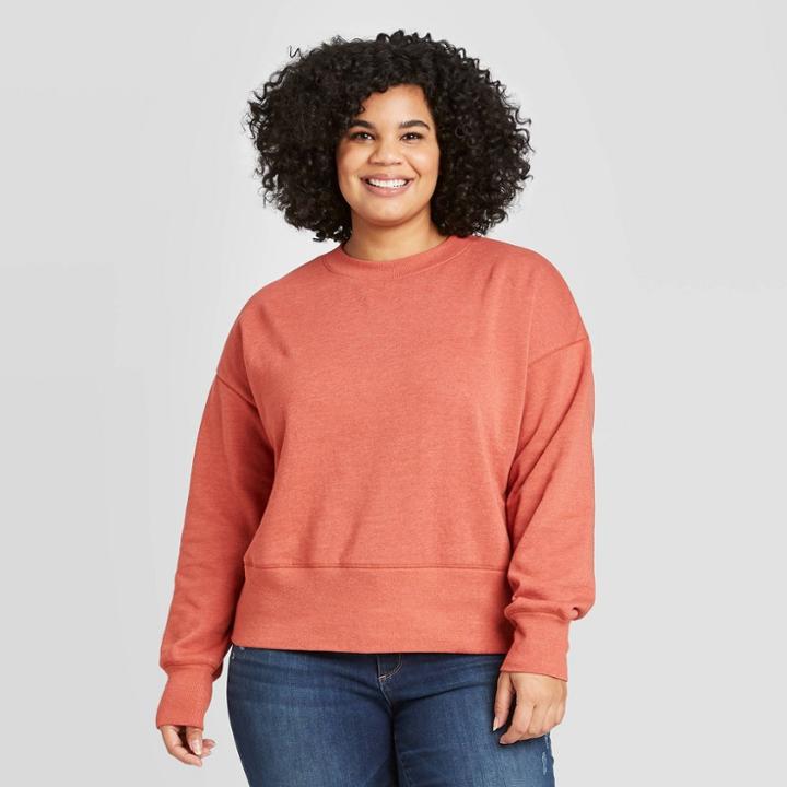 Women's Plus Size Mock Turtleneck Pullover Sweatshirt - Universal Thread Brown 1x, Women's,