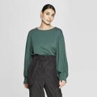 Women's Long Sleeve Crew Neck Knit T-shirt - Prologue Green