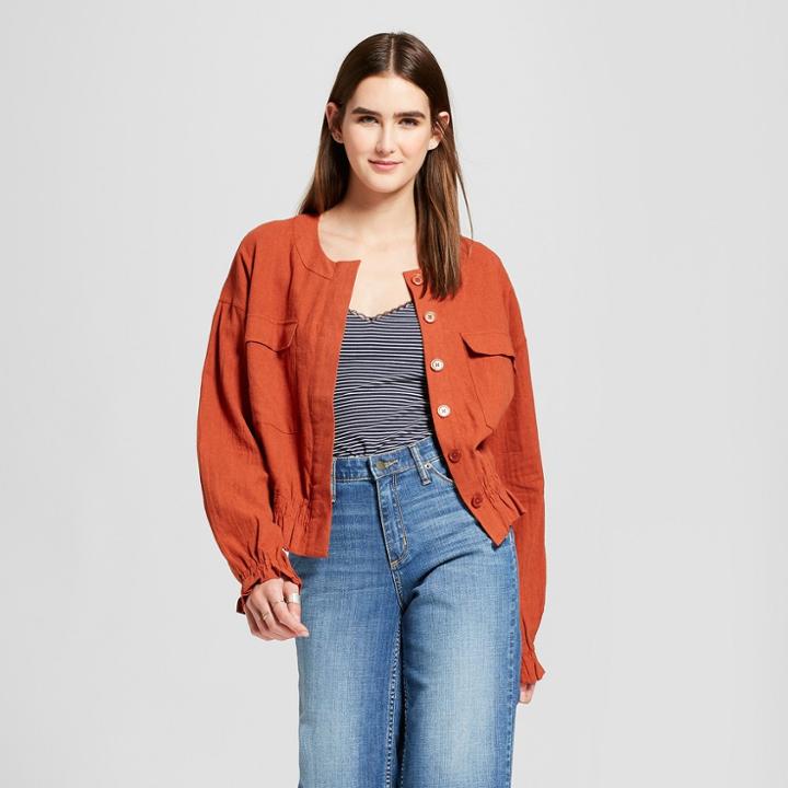 Women's Button-up Jacket - Mossimo Rust Orange
